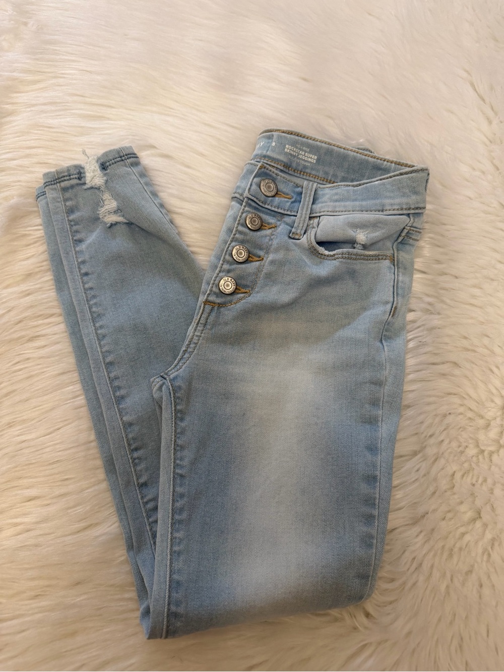 Old Navy Light High-Rise Rock Star Button-Fly Super Skinny Jeggings Jeans Sz 8